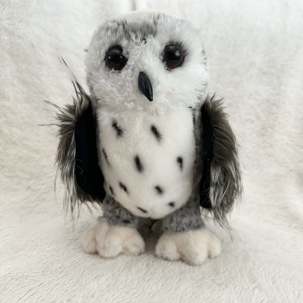 Douglas Crescent Silver Owl Realistic Plush Stuffed Animal Gray White Owl #3837